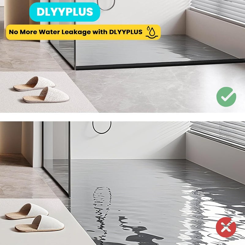 DLYYPLUS Store Shower Threshold Water Dam Barrier 39", Silicone Sealant Included, Collapsible Self-Adhesive Water Blocker, Shower Door Water Stopper for Floor Bathroom Kitchen Bathtub Sink - Image 4